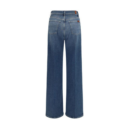 7FOR Blue Cotton Flared Jeans
