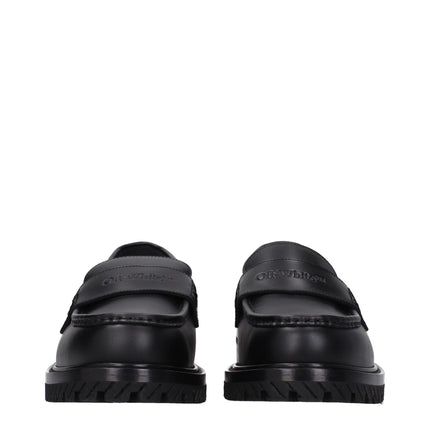 Off-White Black Leather Slip-On Loafers