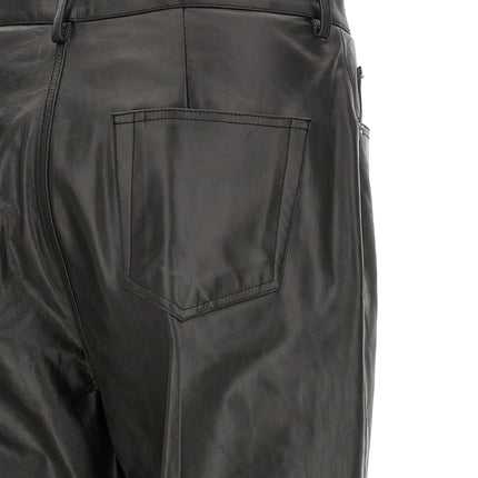 Rick Owens Black Calfskin Flared Pants