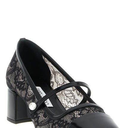 Jimmy Choo Black Tencel Mid Heel Pumps