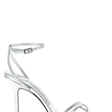 Jimmy Choo Silver Leather Stiletto Heel Sandals