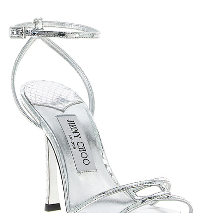 Jimmy Choo Silver Leather Stiletto Heel Sandals