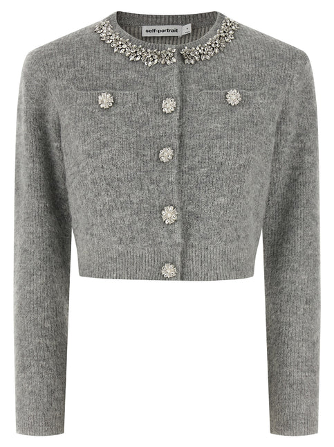 Self-Portrait Gray Polyester Cardigan
