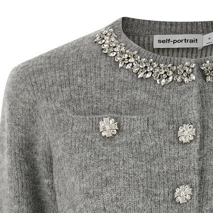 Self-Portrait Gray Polyester Cardigan
