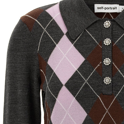 Self-Portrait Gray Wool Cardigan