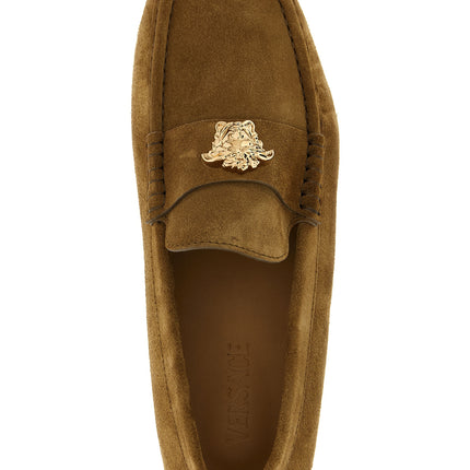 Versace Brown Calfskin Slip-On Loafers