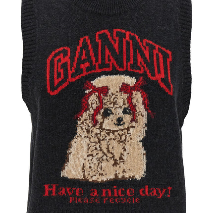 Ganni Black Wool Sleeveless Jacket
