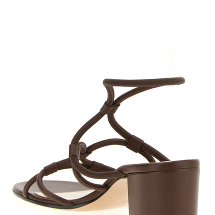 Gianvito Rossi Brown Lamb Leather Platform Sandals