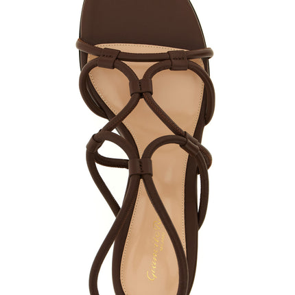 Gianvito Rossi Brown Lamb Leather Platform Sandals