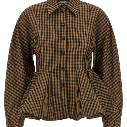 Ganni Brown Recycled Polyester Blouse