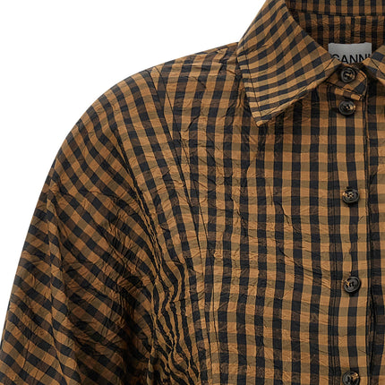 Ganni Brown Recycled Polyester Blouse