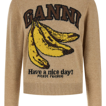 Ganni Beige Wool Cardigan