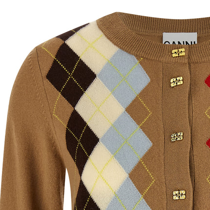 Ganni Beige Wool Cardigan