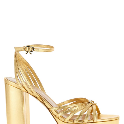 Gianvito Rossi Gold Lamb Leather Stiletto Heel Sandals