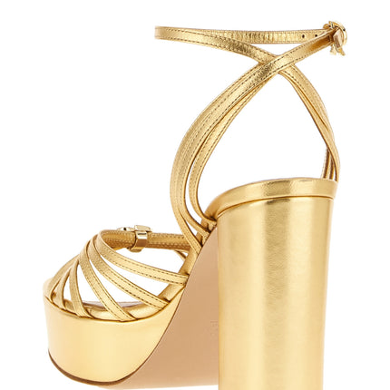 Gianvito Rossi Gold Lamb Leather Stiletto Heel Sandals