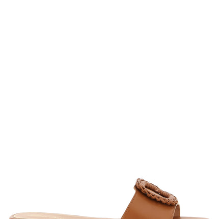 Santoni Brown Lamb Leather Slides