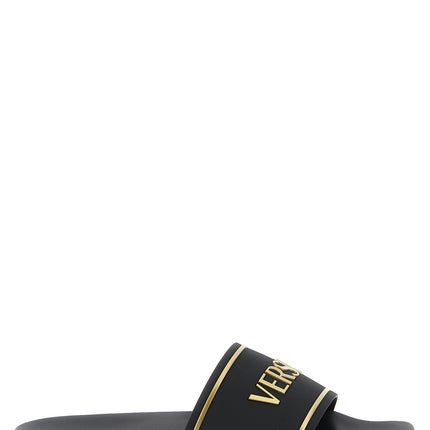 Versace Black Polyurethane Slides