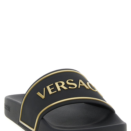 Versace Black Polyurethane Slides