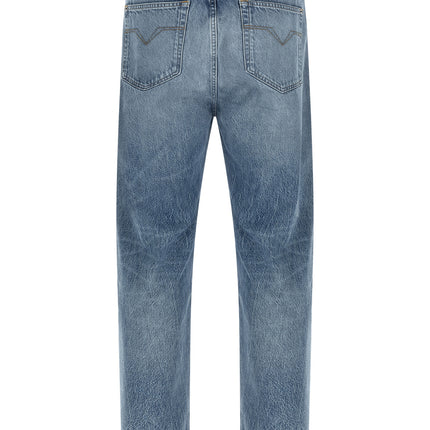 Versace Blue Cotton Straight-Leg Jeans