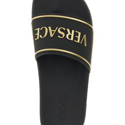 Versace Black Polyurethane Slides
