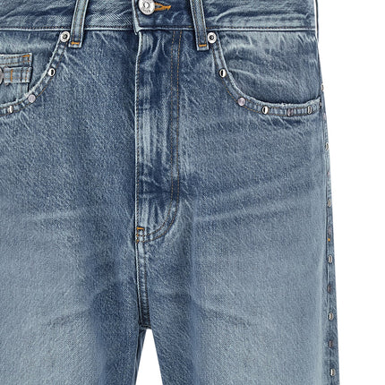 Versace Blue Cotton Straight-Leg Jeans
