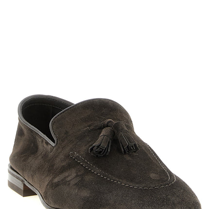 Brunello Cucinelli Gray Calfskin Slip-On Loafers