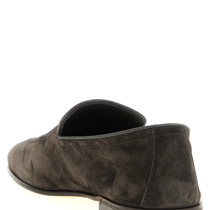 Brunello Cucinelli Gray Calfskin Slip-On Loafers
