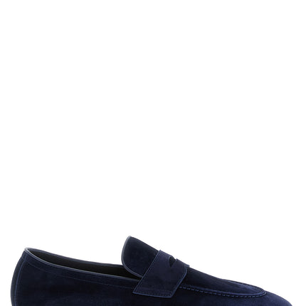 Brunello Cucinelli Blue Calfskin Slip-On Loafers