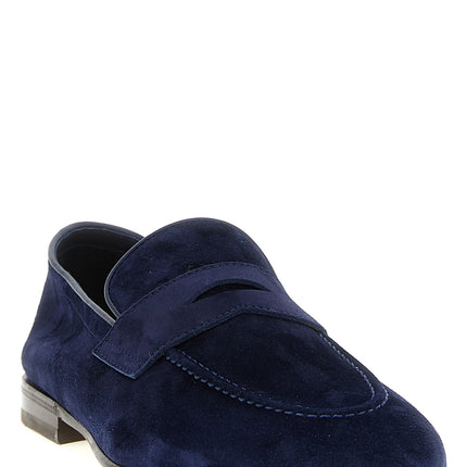 Brunello Cucinelli Blue Calfskin Slip-On Loafers