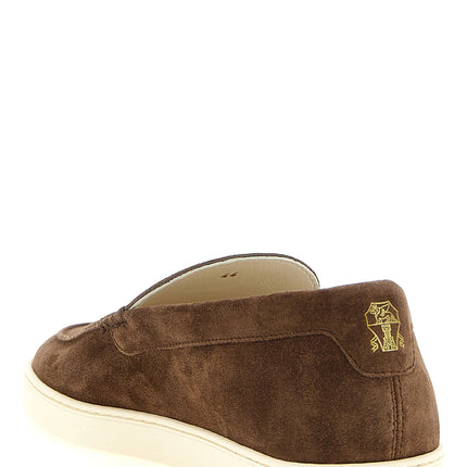 Brunello Cucinelli Brown Calfskin Slip-On Loafers