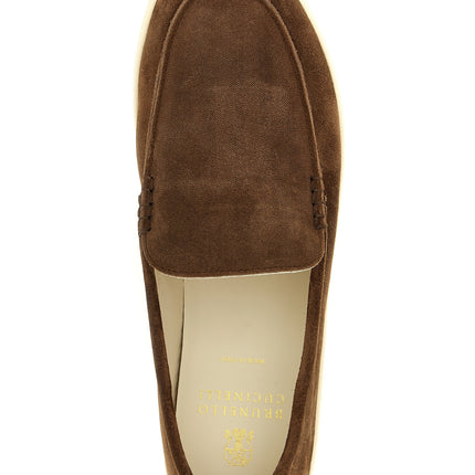 Brunello Cucinelli Brown Calfskin Slip-On Loafers