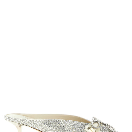 Jimmy Choo Silver Tencel Mid Heel Pumps