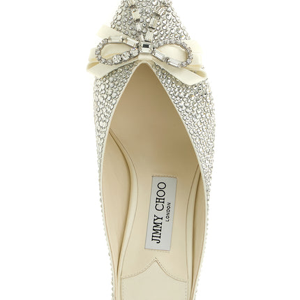 Jimmy Choo Silver Tencel Mid Heel Pumps