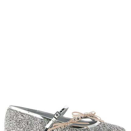 Jimmy Choo Silver Tencel Ballet Flats