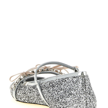 Jimmy Choo Silver Tencel Ballet Flats