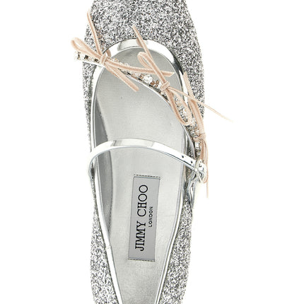 Jimmy Choo Silver Tencel Ballet Flats