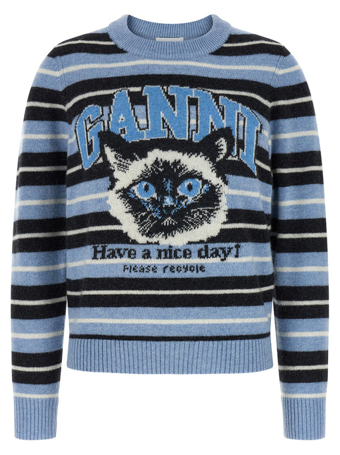 Ganni Blue Wool Cardigan