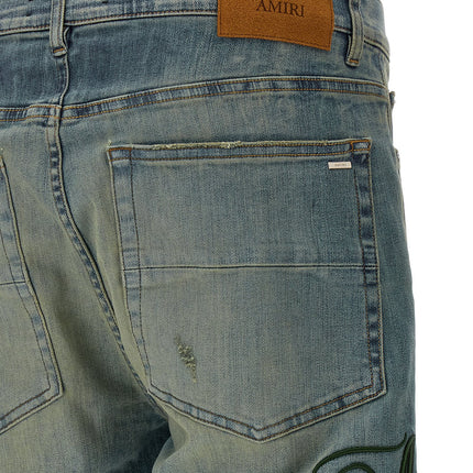 Amiri Blue Cotton Relaxed Fit Jeans
