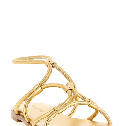 Gianvito Rossi Gold Lamb Leather Flat Sandals