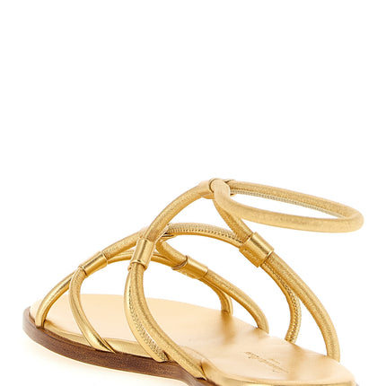 Gianvito Rossi Gold Lamb Leather Flat Sandals