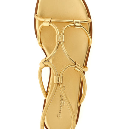 Gianvito Rossi Gold Lamb Leather Flat Sandals