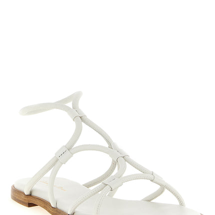 Gianvito Rossi White Lamb Leather Flat Sandals