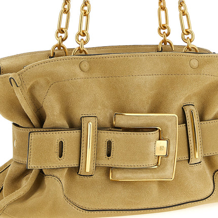 Balmain Beige Calfskin Shoulder Bag