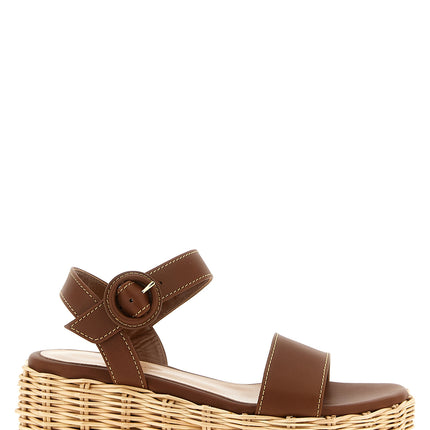Gianvito Rossi Brown Calfskin Wedge Sandals