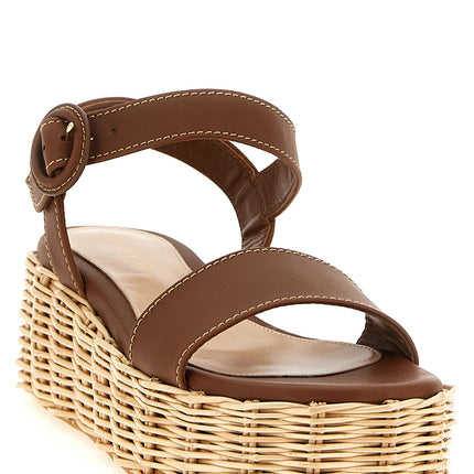Gianvito Rossi Brown Calfskin Wedge Sandals