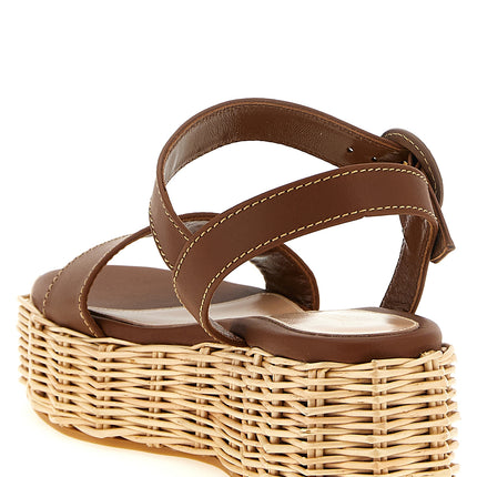 Gianvito Rossi Brown Calfskin Wedge Sandals