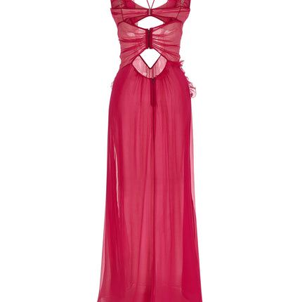 Nensi Dojaka Fuchsia Silk Long Dress