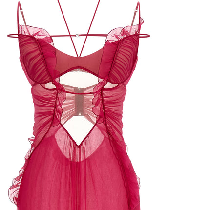 Nensi Dojaka Fuchsia Silk Long Dress