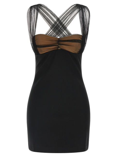 Nensi Dojaka Black Viscose Short Dress Nensi Dojaka