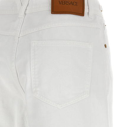 Versace White Cotton Straight-Leg Jeans